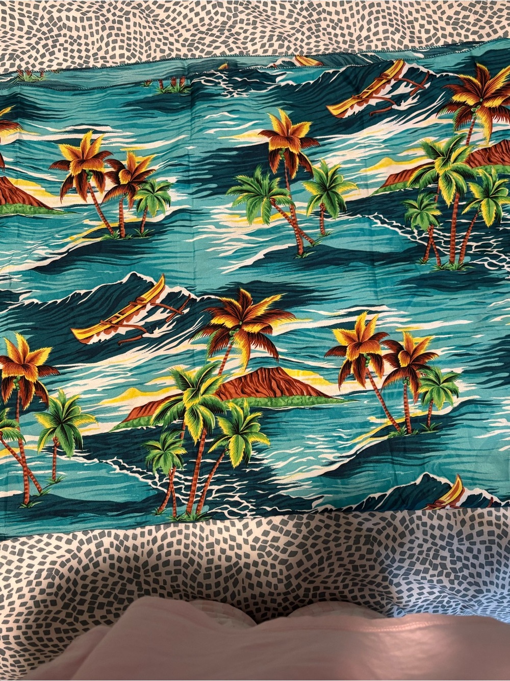 Tropical Palm Print Beach Sarong - Teal & Green
